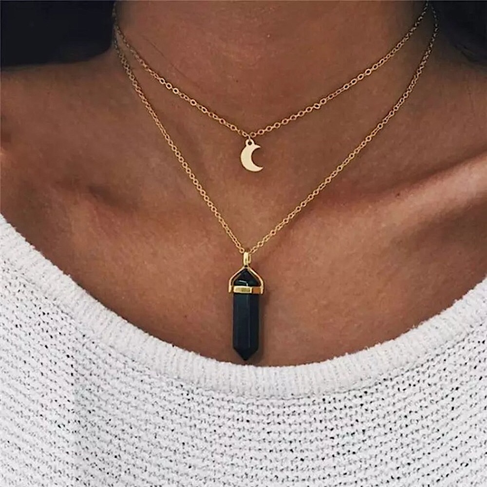 🆑10/$25🆑𝗖𝗟𝗘𝗔𝗥𝗔𝗡𝗖𝗘 2 Layered Black Crystal Choker NEW - Picture 8 of 8